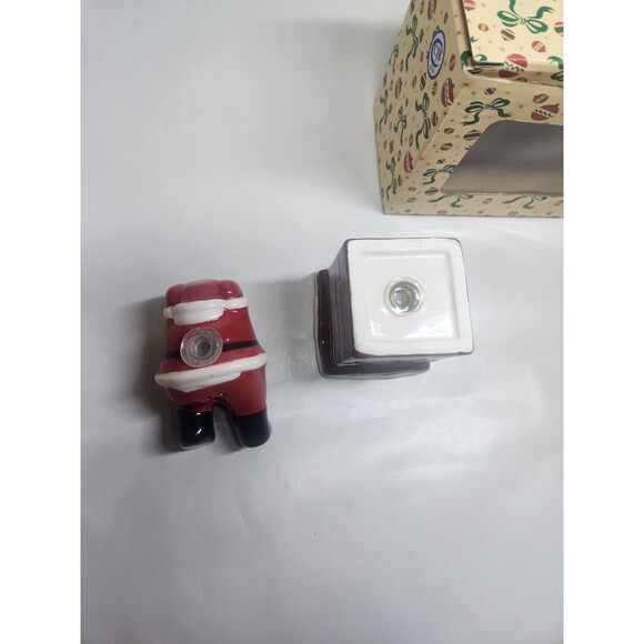 Santa Salt and Pepper  Tinsel Town Santa In Chimney Ceramic Set 180 Degrees - Picture 12 of 13